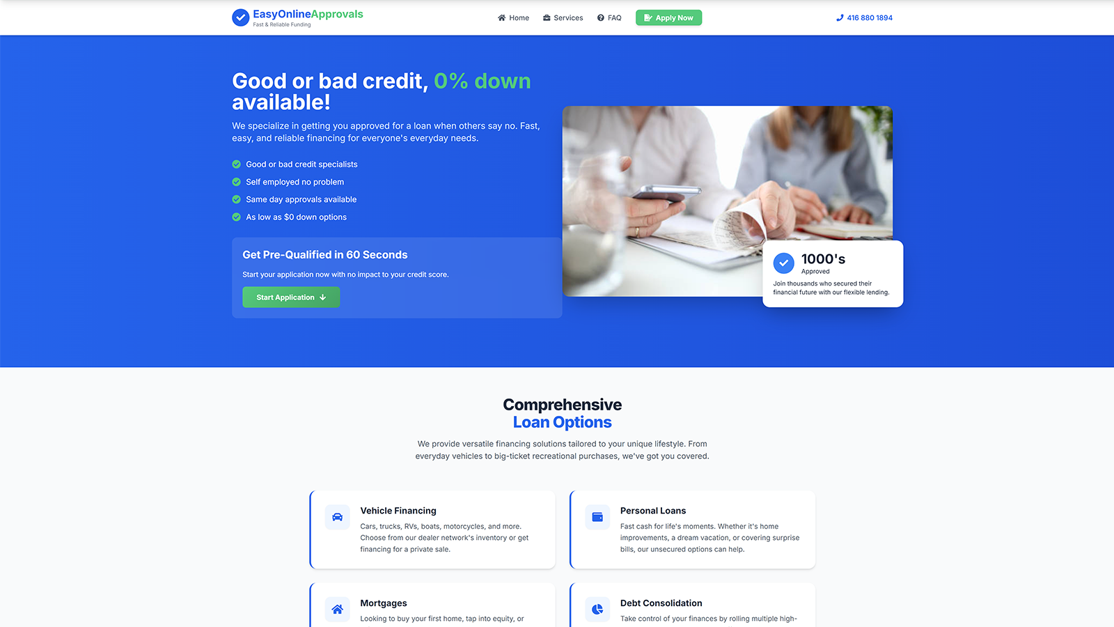 Easy Online Approvals website screenshot