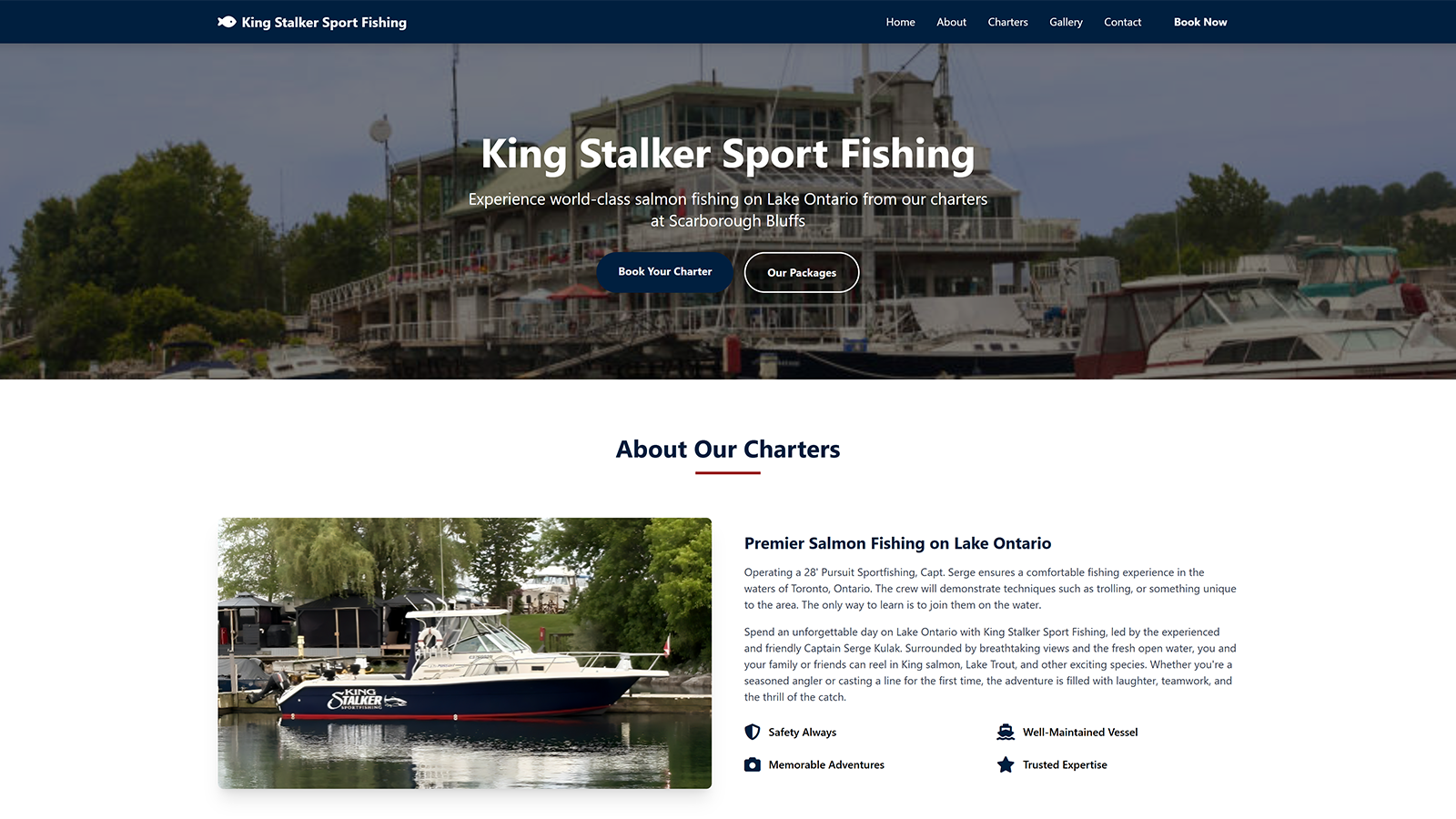 Ontario Fish Charter website screenshot
